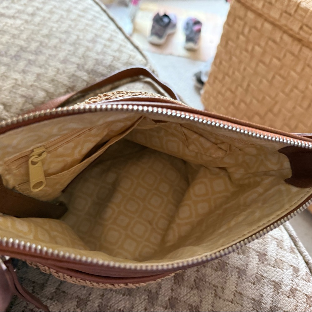 Brighton Woven Tan and Brown Crossbody Bag - Picture 7 of 7